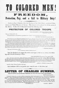 Recruitment Broadside, U.S. Colored Troops (1 January 1863, U.S. National Archives and Records Administration, public domain).