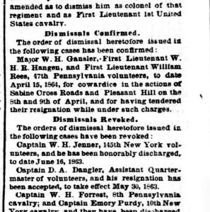 Although the 11 May 1864 Evening Star reported Maj. William Gausler's dismissal, President Lincoln personally overturned the federal government's ruling against Gausler. Image: Public domain, U.S. Library of Congress.