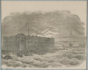 Woodcut depicting the harsh climate at Fort Taylor in Key West, Florida during the Civil War. (Public domain, U.S. Library of Congress.)