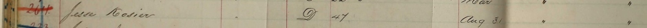 This notation in the Antietam National Cemetery burial ledgers also confirms the initial burial at Weverton, Maryland, and exhumation and reinterment at Antietam of the remains of Private Jesse Kosier, 47th Regiment, Pennsylvania Volunteers.