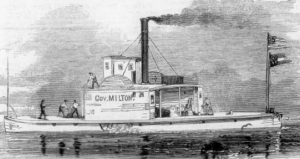 The rebel steamer Governor Milton, captured by the U.S. flotilla in St. John's River, Florida, Frank Leslie's illustrated newspaper). Courtesy: State Archives of Florida, Florida Memory Project (public domain).