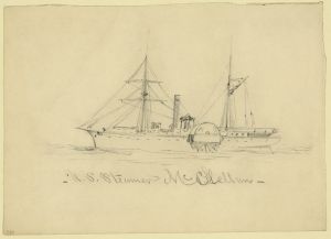 U.S. Steamer McClellan (Alfred Waud, c. 1860-1865, U.S. Library of Congress, public domain).