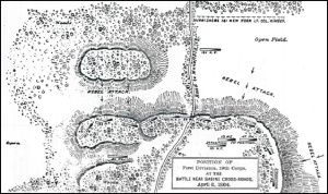 19th U.S. Army Map, Phase 3, Battle of Sabine Cross Roads/Mansfield (8 April 1864, public domain).