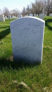 Military headstone of Private William Brecht, Co. K, 47th Pennsylvania Volunteers. (Dayton National Cemetery headstone photo used with permission of photographer, Wendy S. Hockeberry, copyright 2016).