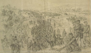 Sheridan's Army Following Early Up the Shenandoah Valley (Alfred Waud, Sep 1864, Library of Congress, public domain).