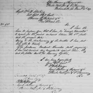 W. H. R. Hangen's Freedmen's Bureau Report (10 March 1867, public domain).