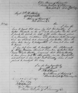 W. H. R. Hangen's Freedmen's Bureau Update re Bradley Complaint by Kirk, Morrison and Thornton (20 February 1867, public domain).