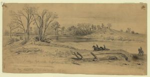Kelly's Ford on the Rappahannock River (Edwin Forbes, 10 February 1864, U.S. Library of Congress, public domain)